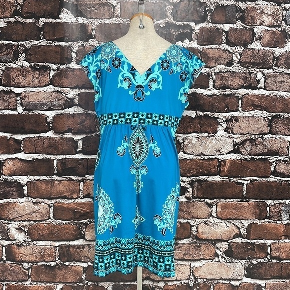 INC International Concepts Dress Womens X Large XL Blue Paisley V-Neck Midi - Picture 10 of 16